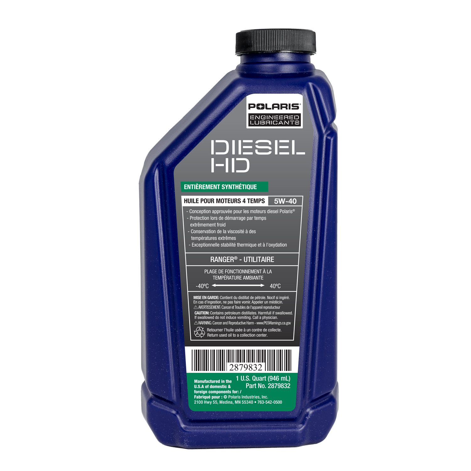 2011-2021 Polaris OEM Diesel HD 4-Cycle Engine Oil - Genuine OEM Quality and Performance 2879832